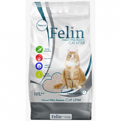 Наполнитель комк, бентонит,10 L FELİN NATURAL