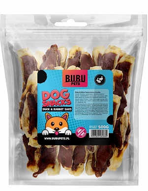 PS0023 BUBU PETS Ушки кролика, фаршированные уткой, 500 г